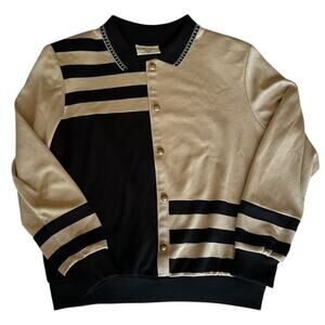 Womens Sweaters Size Medium Vintage Collar Retro Colorblock Sporty Preppy Office